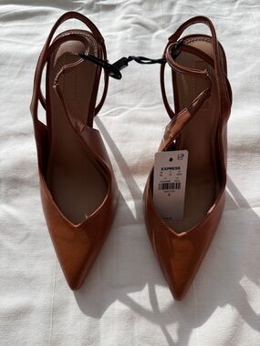 Express Women's Cognac Pointed Slingback Pumps